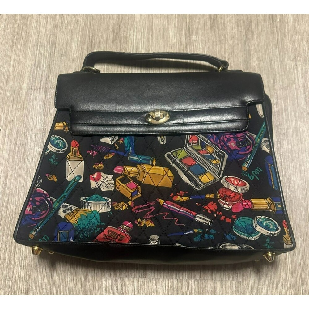 Vintage Nicole Miller 1990 's Purse with colorful makeup pattern